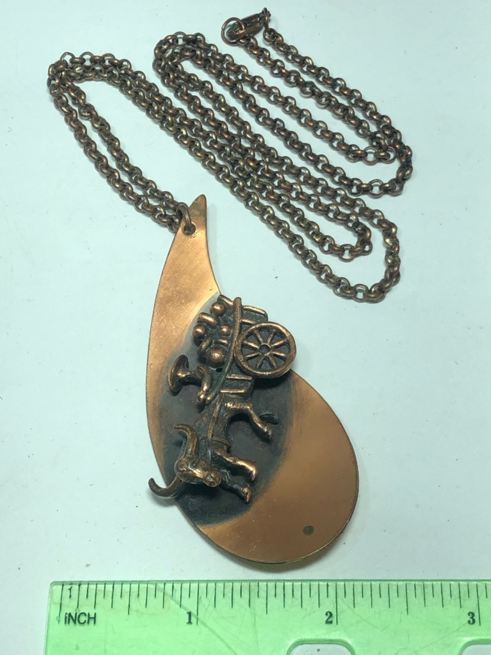Copper cow men necklace vintage